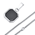 Shell Stone Box Chain Pendant — Stainless