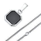 Shell Stone Box Chain Pendant — Stainless