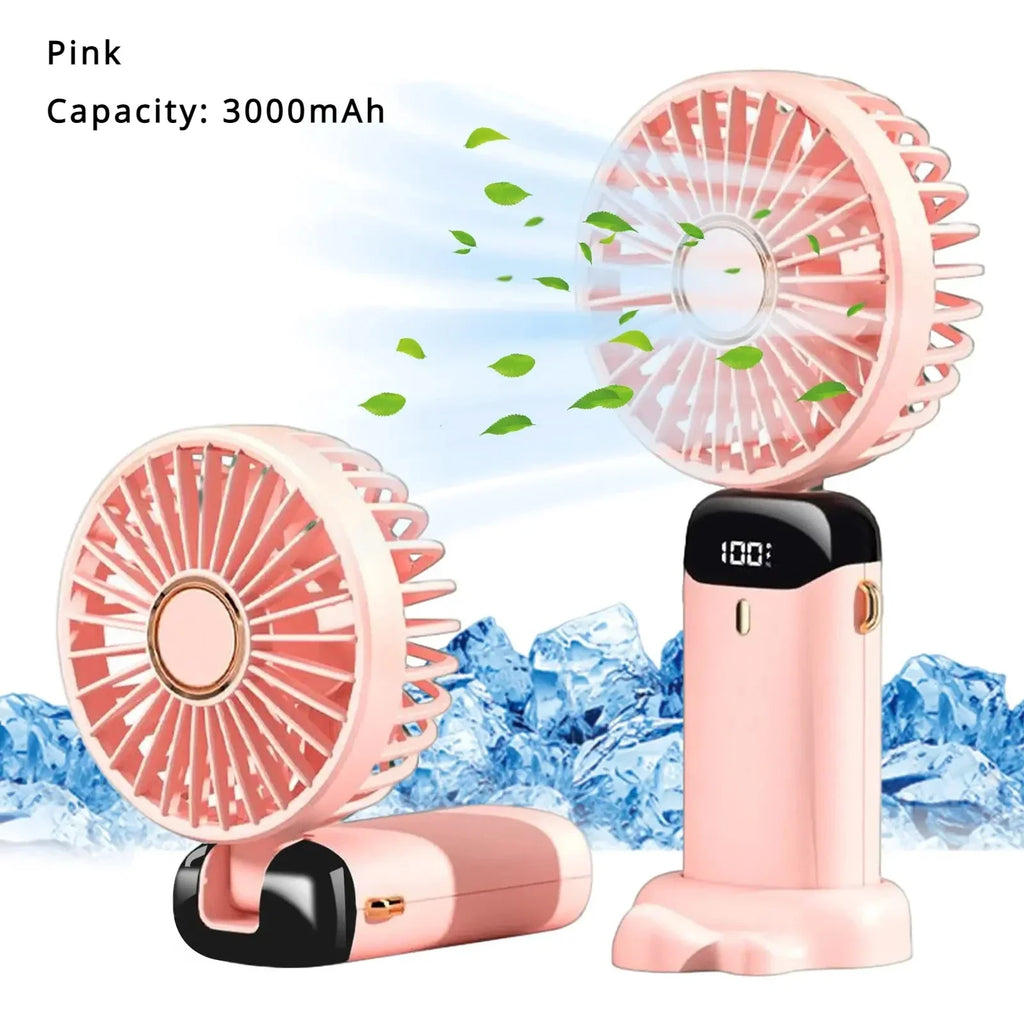 5000mAh Portable Fan Rechargeable 90° Foldable 5 Speed Mini Air Conditioner Small Fan Air Cooler with LED Digital
