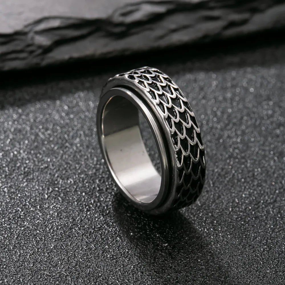 Norse Dragon Scale Ring — 316L Stainless Steel