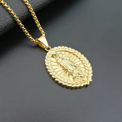 Virgin Mary Pendant Necklace Gold 316L Stainless Steel Women/Men Jewelry
