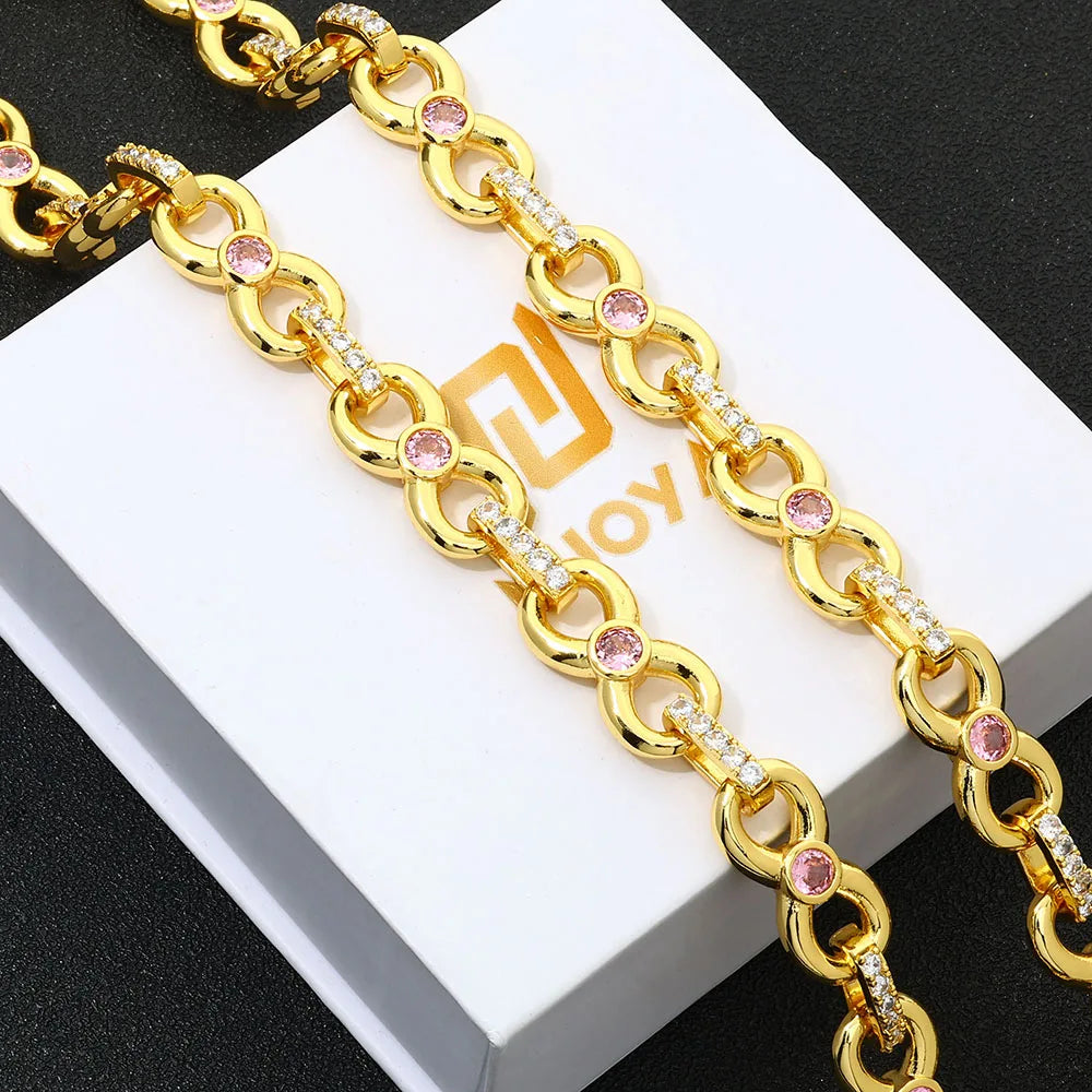 Gold Cuban Chain Necklace Iced Out 12MM CZ