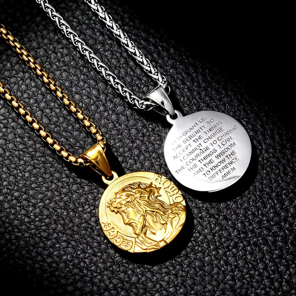 Jesus Portrait Pendant Necklace 316L Stainless Steel Christian Medal Necklaces For Men Women Jewelry Gift Dropshipping