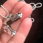 Tyrannosaurus Rex Dinosaur Skull Pendant Long Necklace Goth Teeth