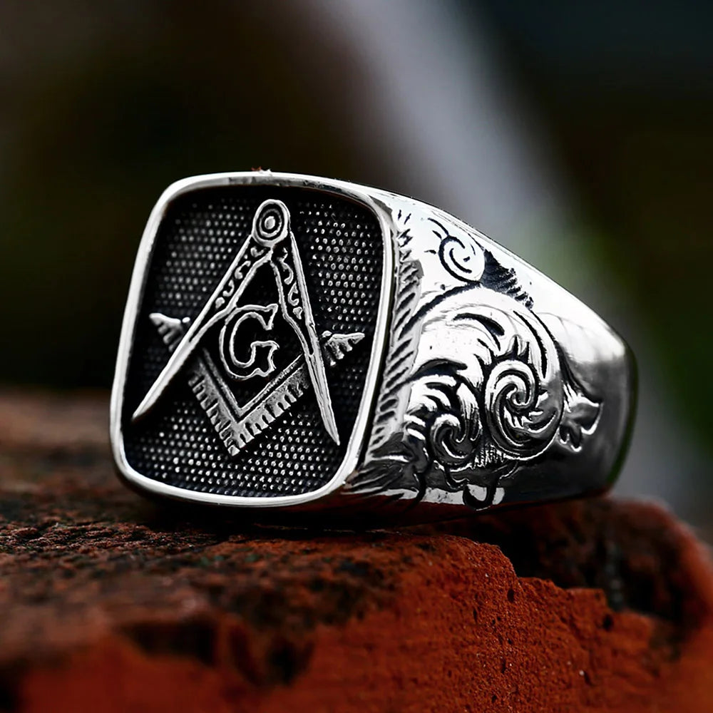 Vintage Masonic Ring — Stainless Steel