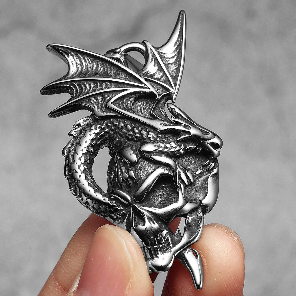Dragon Skull Stainless Steel Pendant Necklace