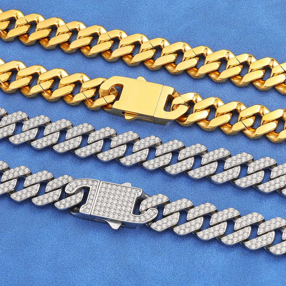 Iced Out Miami Cuban Chain Bracelet — Stainless Steel