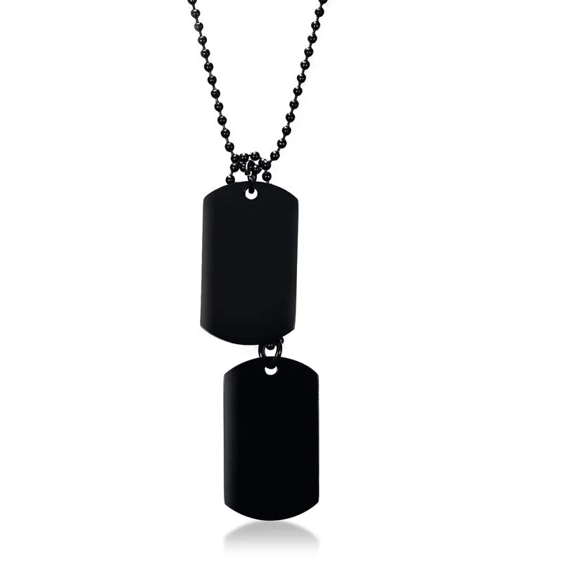 Double Dog Tag ID Pendant Necklace 24 Inch — Stainless Steel
