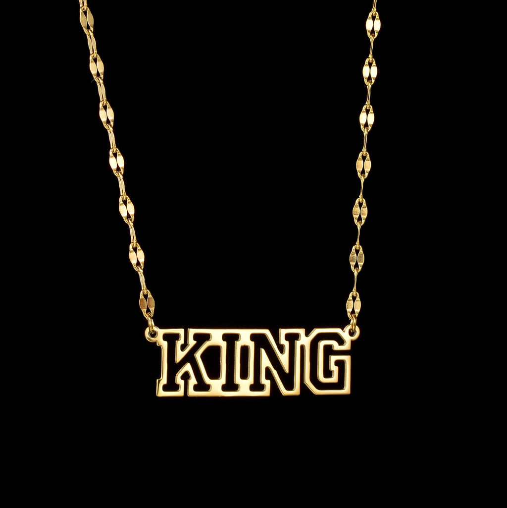 Custom Crown Heart Pendant Necklace — Stainless Steel