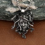 Gothic Unique Medusa Necklace for Men Women Punk Vintage Stainless Steel Snake Pendant Fashion Amulet Jewelry Gifts
