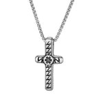 Stylish Cool Textured Cross Pendant Necklace for Men High Quality Stainless Steel Waterproof Collar Necklace Punk