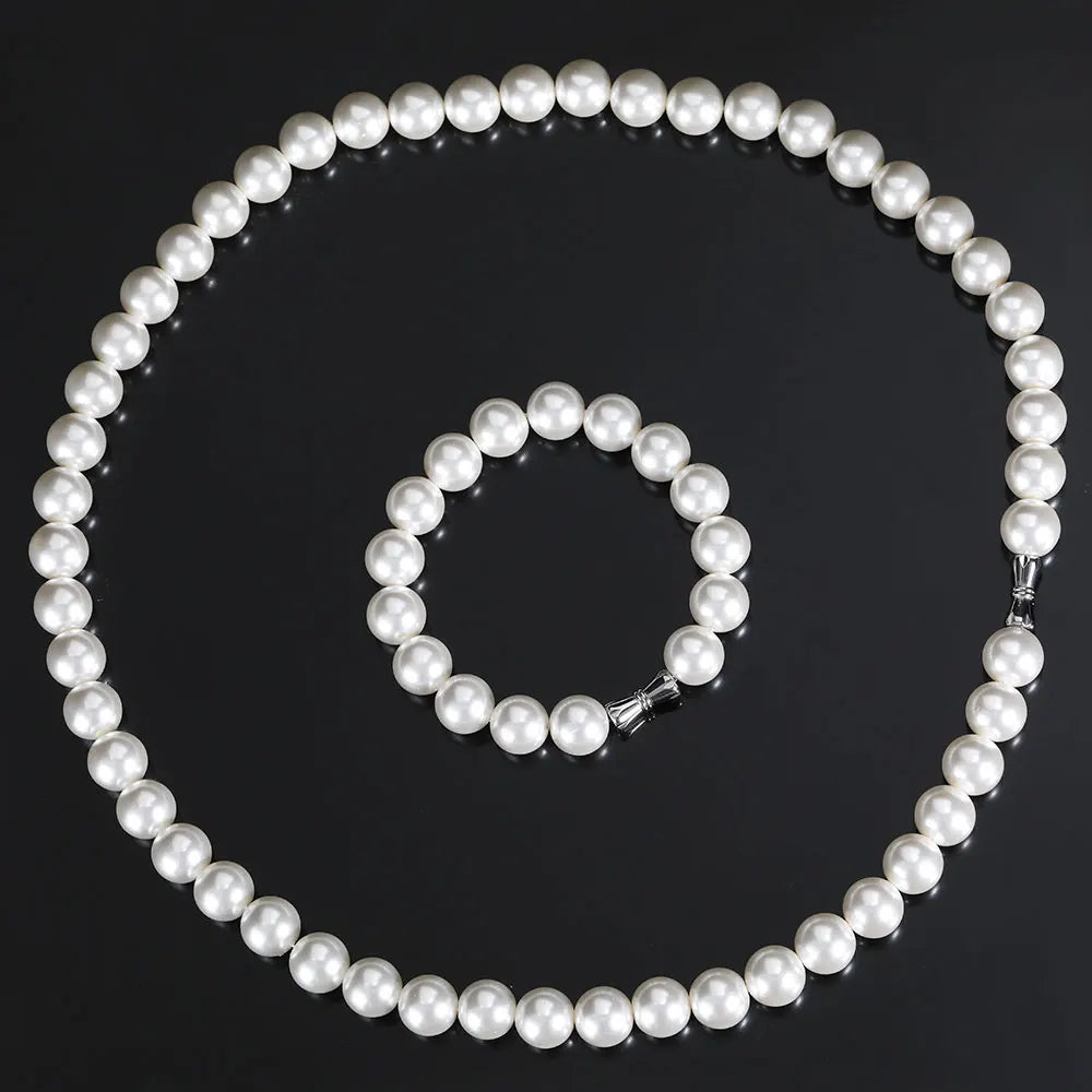 Pearl Bead Bracelet Stainless Steel 6-12MM