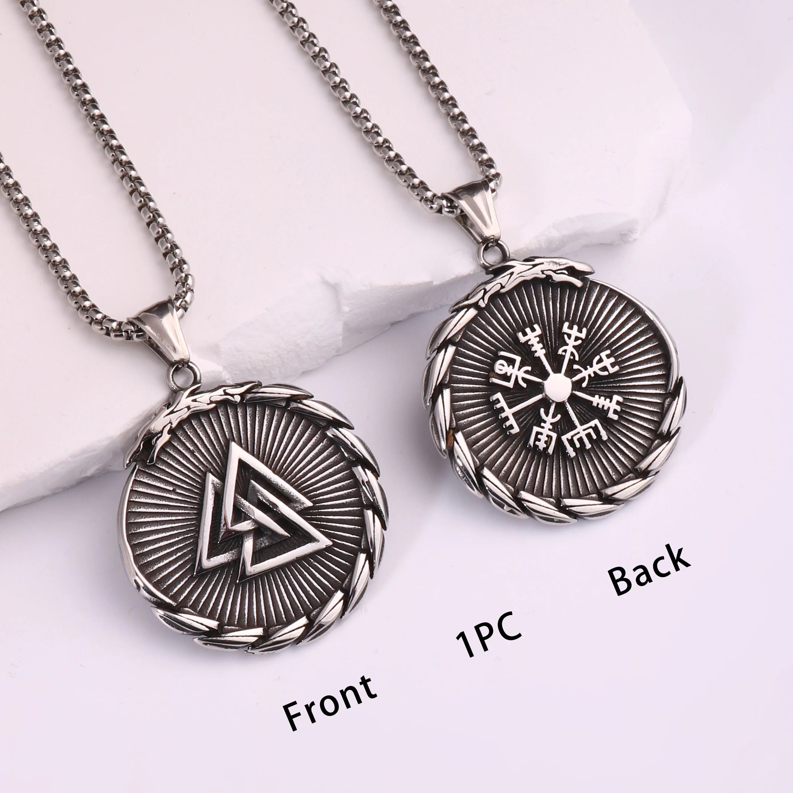 Viking Dragon Stainless Steel Pendant Necklace