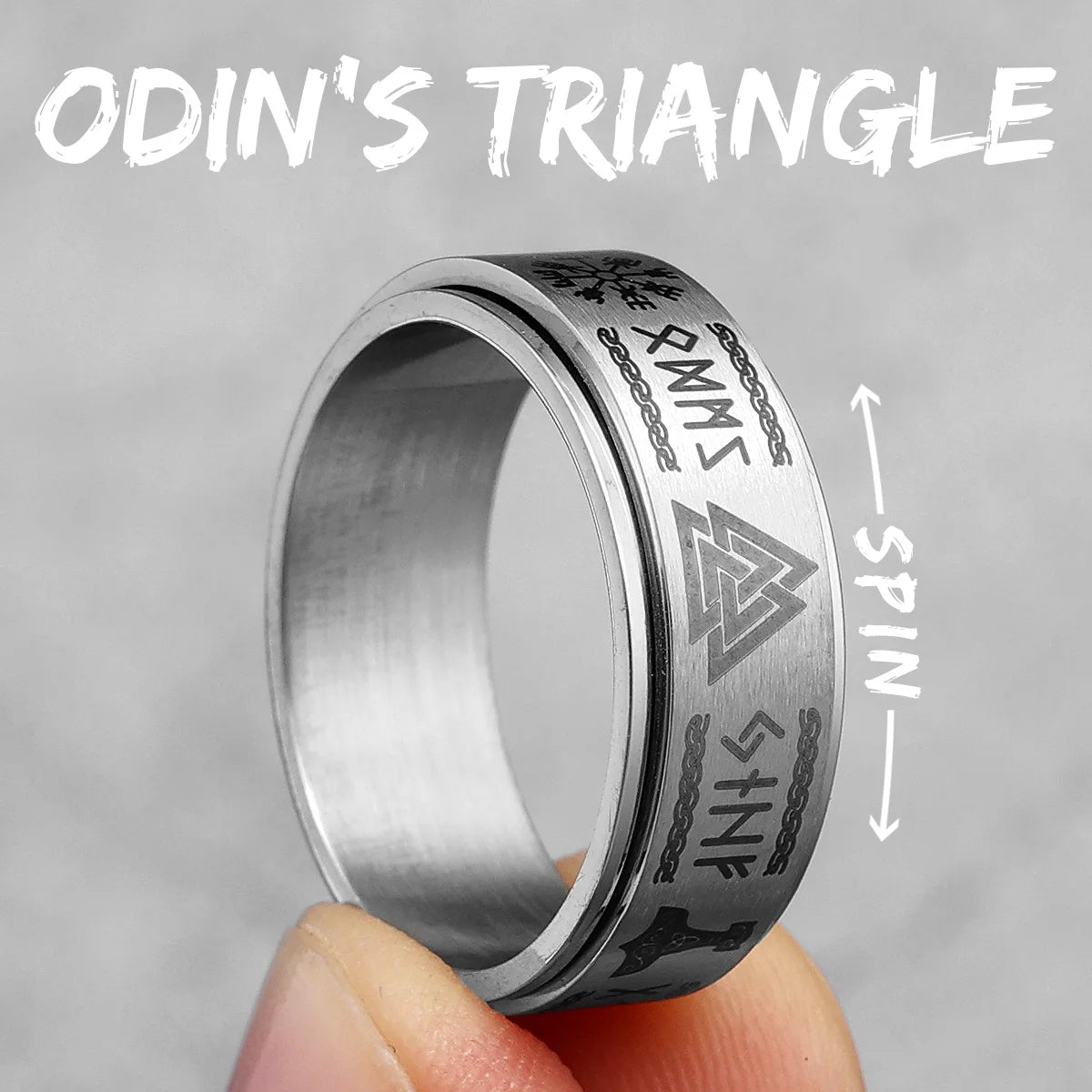 Vintage Nordic Viking Runes Celtic Knot Series Stainless Steel Womens Mens Rings Punk Biker Jewelry Creativity Gift