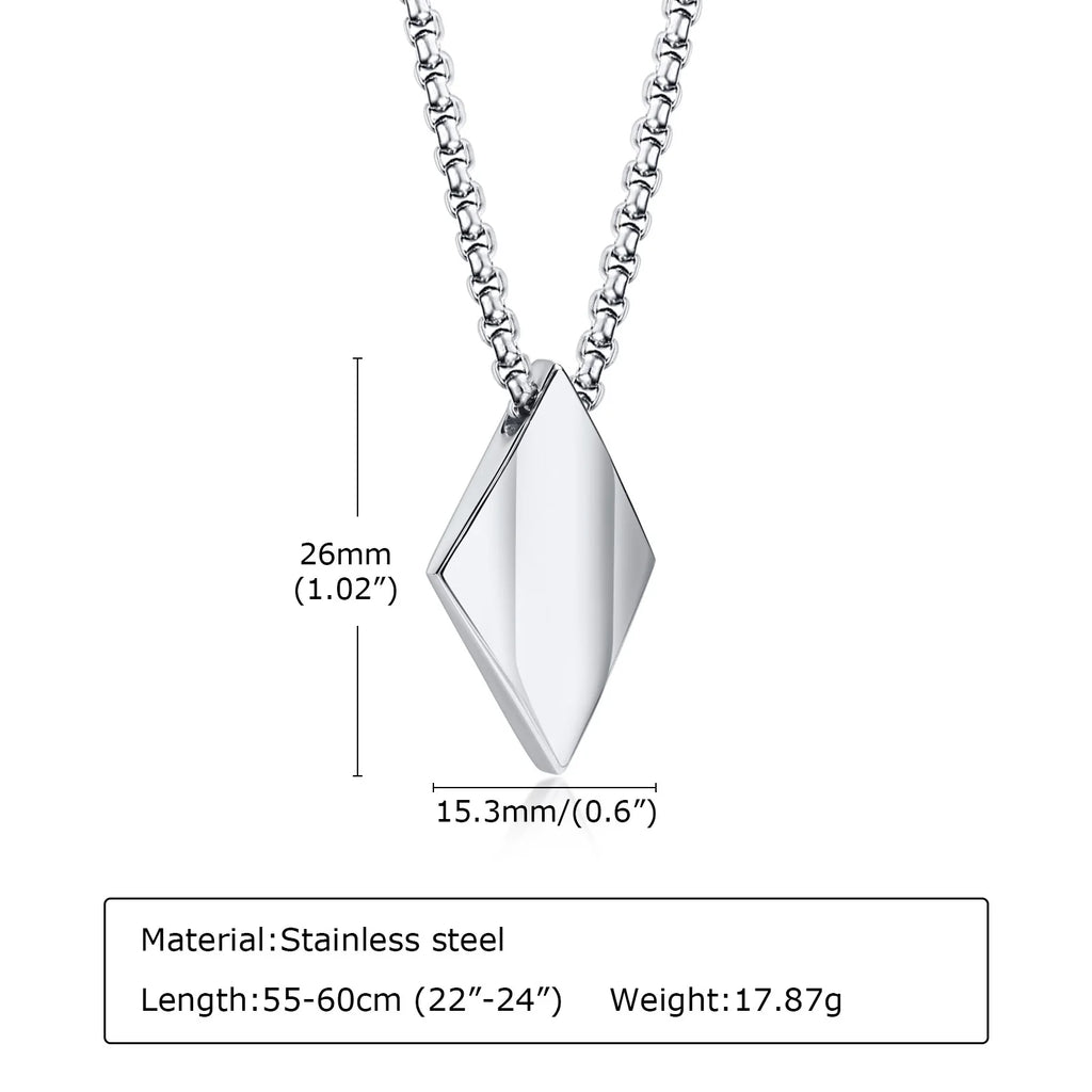 Rhombus Pearl Bead Chain Necklace — SS