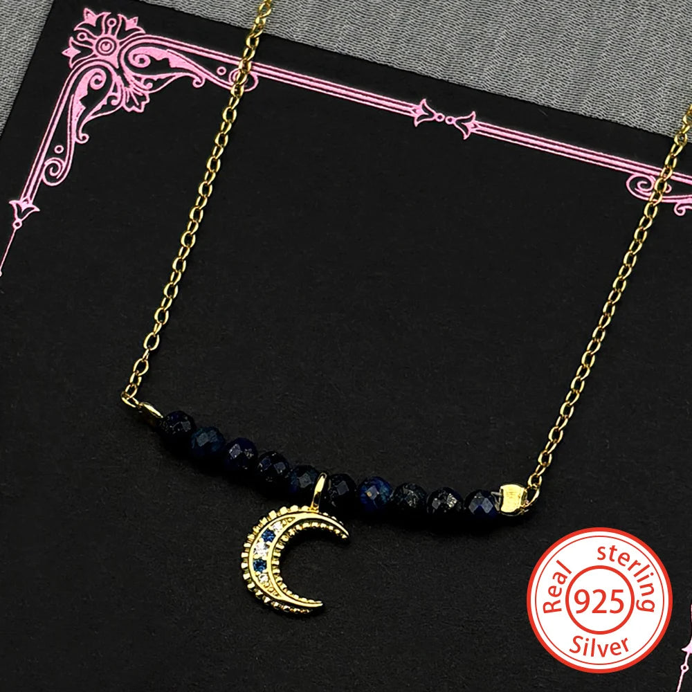 925 Silver Crescent Moon Pendant — Silver