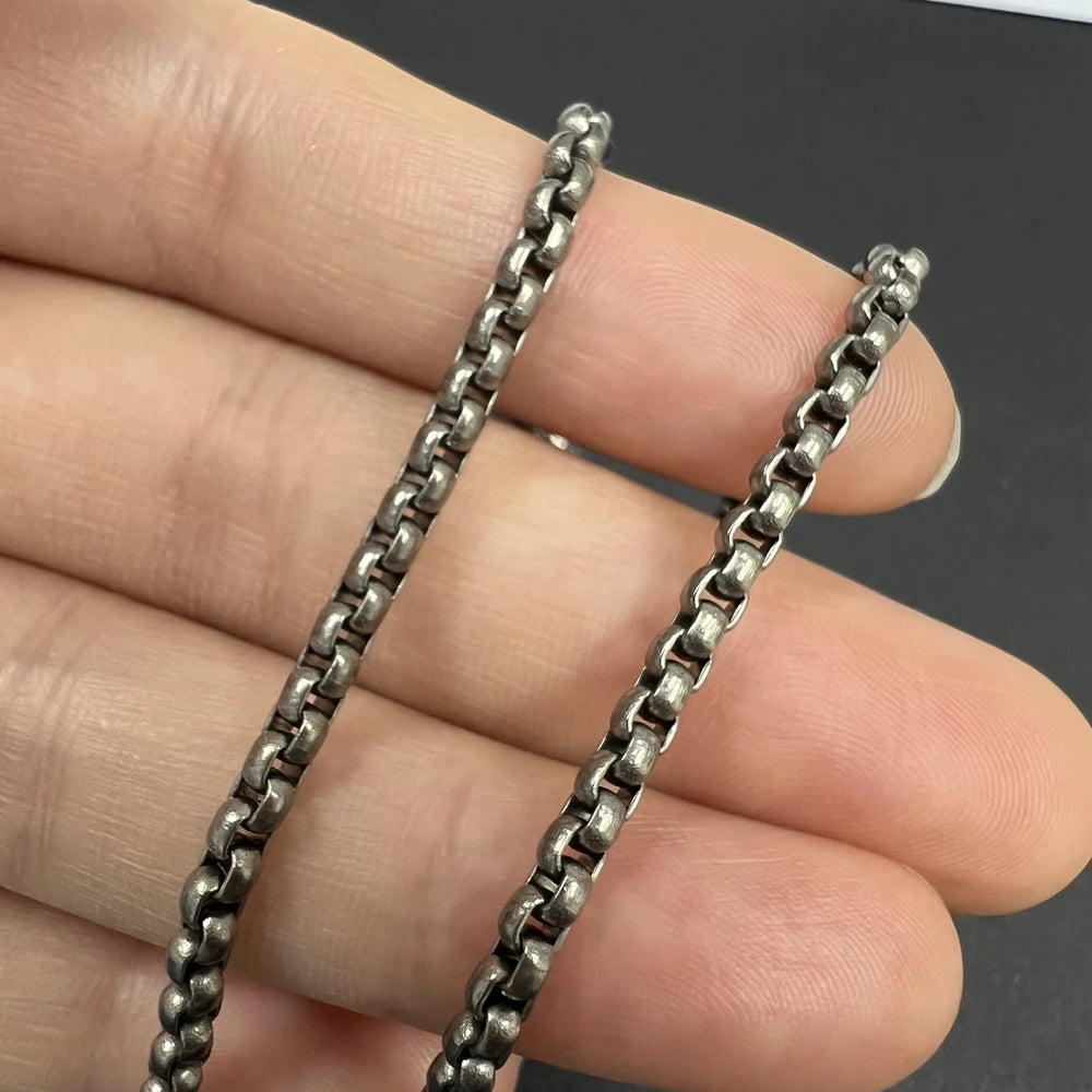 Fashion 3mm Width Pure Titanium Square Box Chain Necklace for Men Women Durable Anti-allergy Titanium Rolo Link Chain Necklace