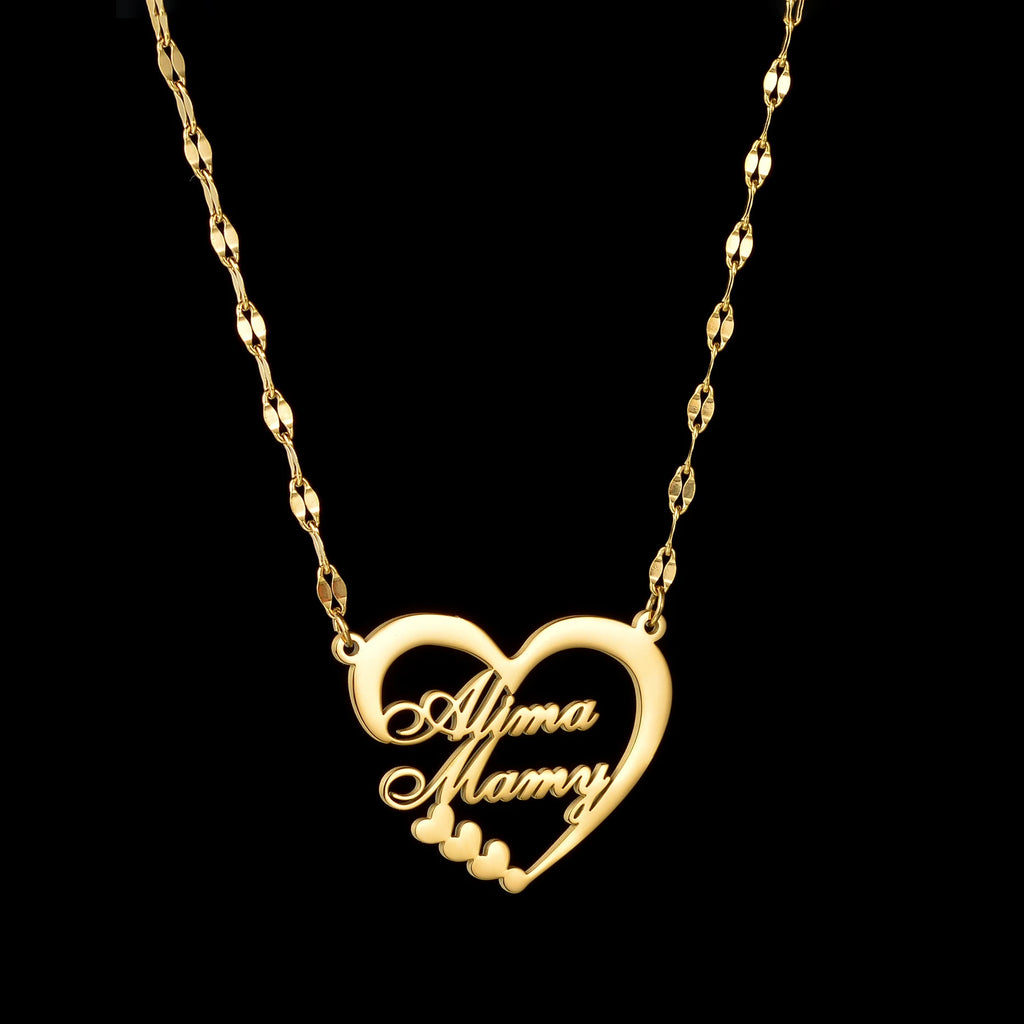 Custom Crown Heart Pendant Necklace — Stainless Steel