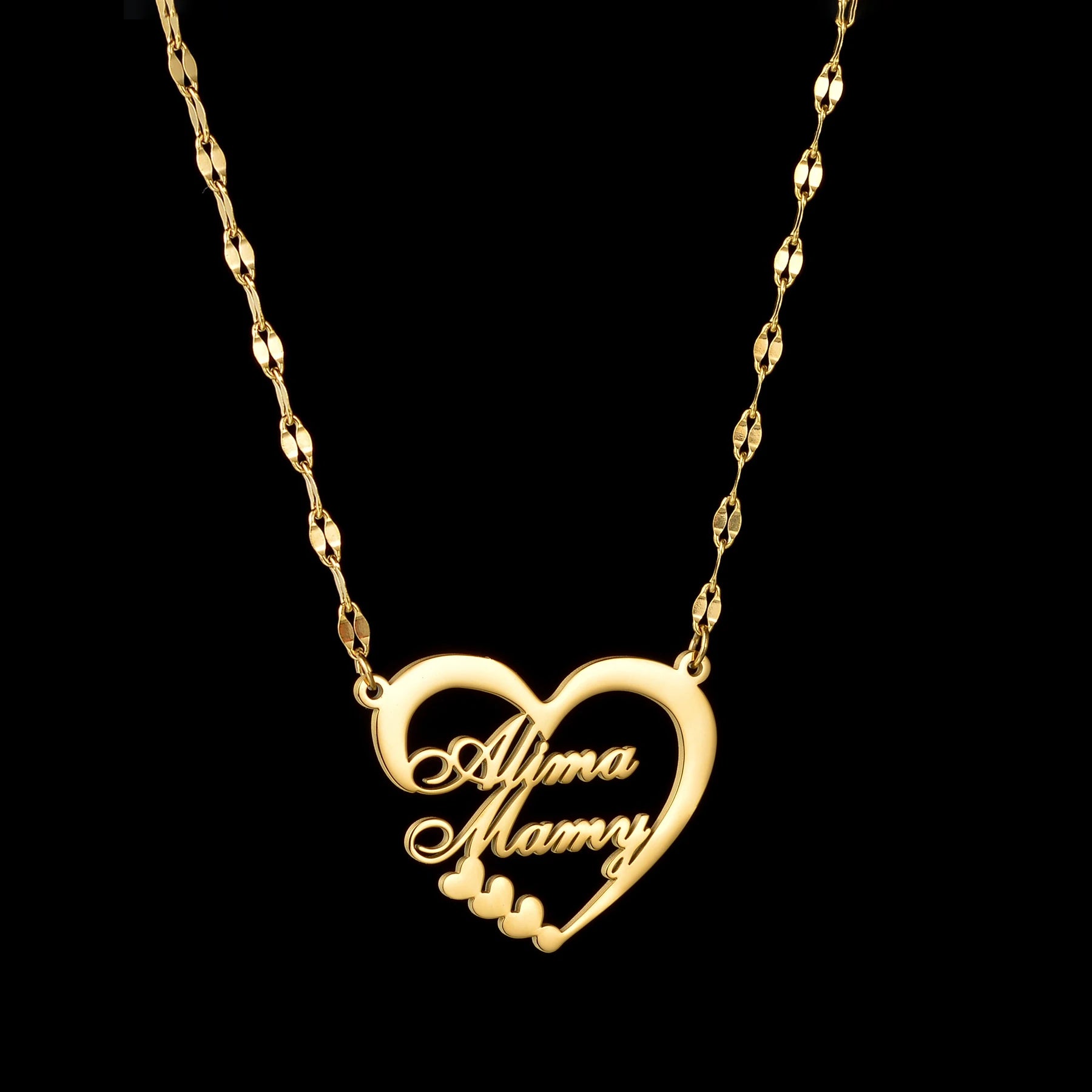Custom Crown Heart Pendant Necklace — Stainless Steel