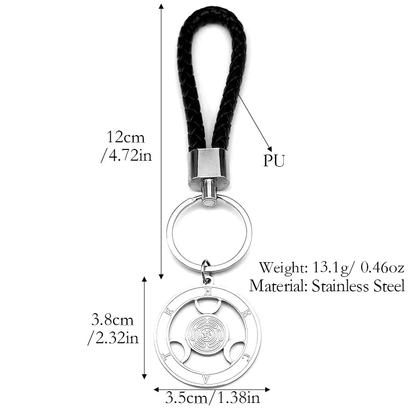 Key Steel Pendant Wicca Triple Moon Goddness Hekate