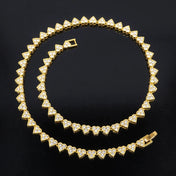 Two-Tone Heart Crystal Tennis Chain Choker Necklace