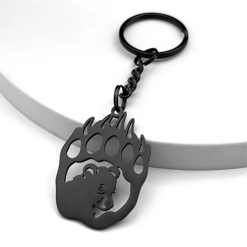 Key Steel Chain Gothic Witchcraft Bear Paw Hollow