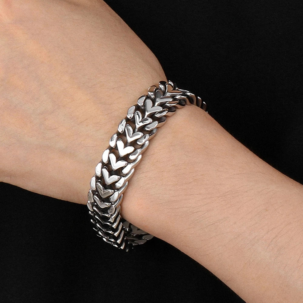 Polished 316l Stainless Steel Bracelet for Men 16MM Chain Link Men's Wrist Arm Jewelry Birthday Gifts for Boys Him