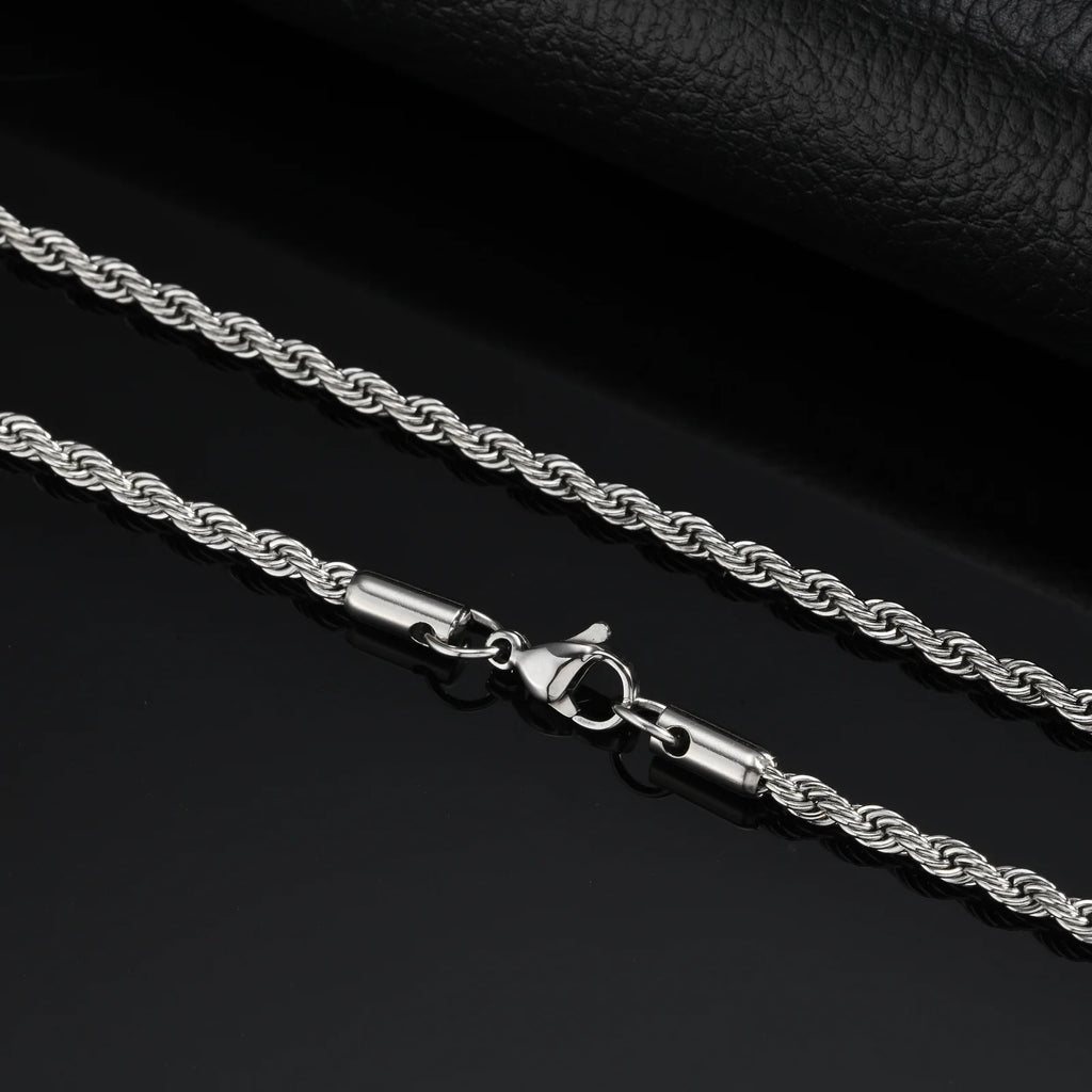 Braided Link Chain Choker Necklace — Stainless Steel
