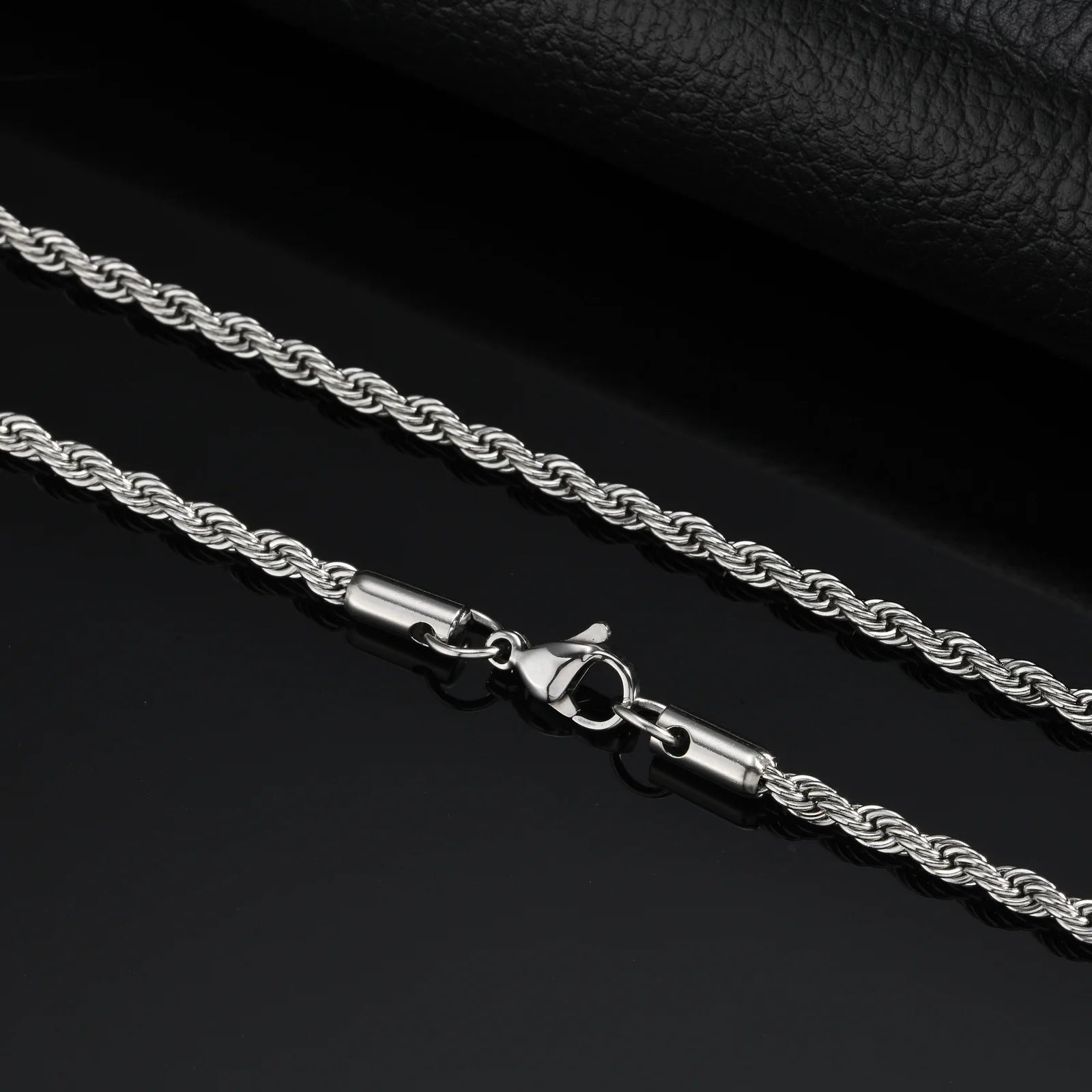 Braided Link Chain Choker Necklace — Stainless Steel