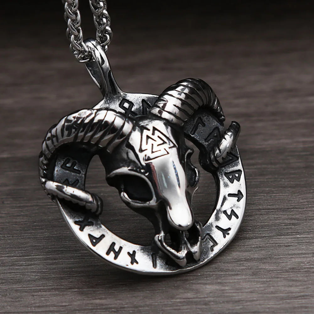 Skull Viking Steel Pendant Vintage Gothic 316L