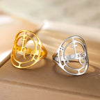 LIKGREAT Sigil Of Lilith Stainless Steel Ring Queen of the Night Solomon Magic Protection Amulet Ring Jewelry Gift for Women Men
