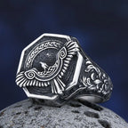 Amulet 2023 New 316L Stainless Steel Norse Mythology Flying Eagle Ring For Man Women Viking Pattern Jewelry Party Gift