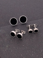 Round Stud Earrings 3 Pairs Set 6mm 8mm 10mm — Stainless Steel