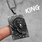Double Sided Lion Head Men Necklaces Stainless Steel Pendant Chain Dog Tag Vintage Punk Jewelry Male Biker Accessories