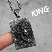 Double Sided Lion Head Men Necklaces Stainless Steel Pendant Chain Dog Tag Vintage Punk Jewelry Male Biker Accessories
