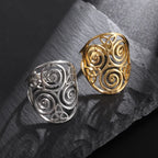 Stainless Steel Adjustable Triskele Rings Celtic Knot Spiral Amulet Rings for Women Triskelion Irish Jewelry Christmas