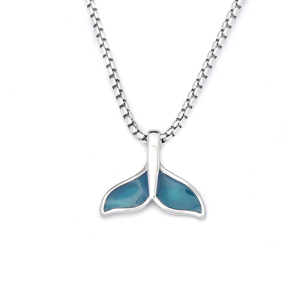 Blue Whale Tail Pendant — Stainless Steel