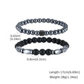 2ps Fashion Bracelet Set for Men Natural Agate Hematite Beaded Chain Bangle Luxury High Quality Jewelry Gift