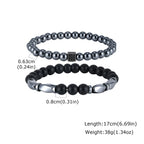 2ps Fashion Bracelet Set for Men Natural Agate Hematite Beaded Chain Bangle Luxury High Quality Jewelry Gift