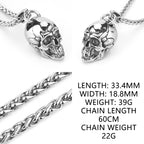 Gothic Skeleton Stainless Steel Pendant Necklace