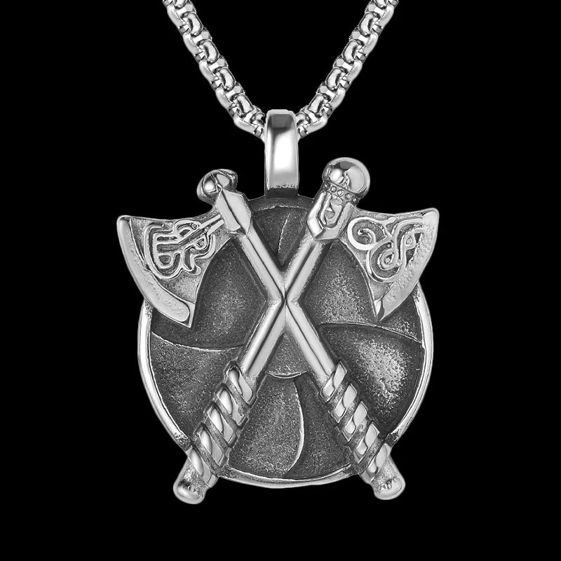 Silver Viking Double Axe Pendant Necklace Box