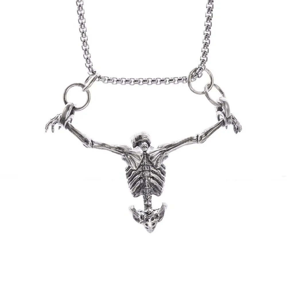 Charm Gothic Men Necklace Hip Hop Exaggerated Skull Head Pendent Choker Sweater Chain Clavicle Chain Women