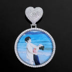 Gold Heart Photo Pendant Necklace 18K Iced Out