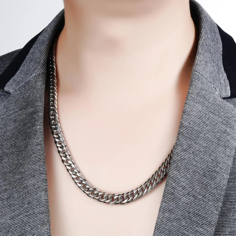 925 Sterling Silver 45-60cm 10mm Cuban Chain Necklace For Man Fashion Jewelry Trend Personality Hip Hop Trendsetter