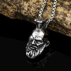 Viking Bearded Head Pendant Necklace — Nordic, Stainless Steel