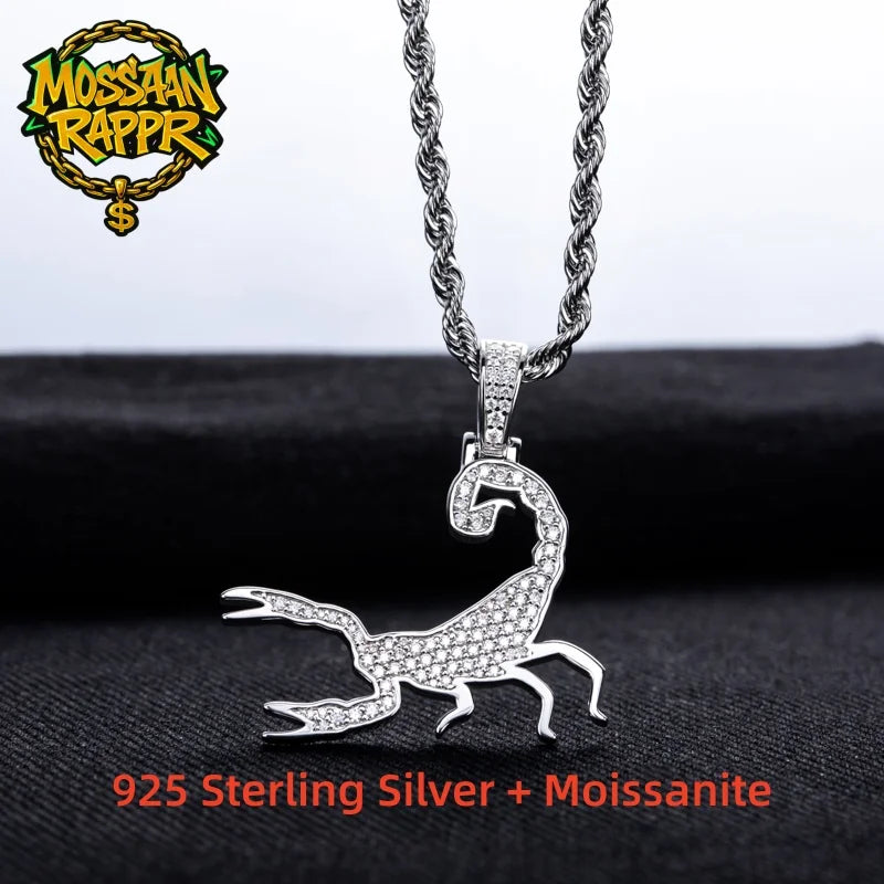 Iced Out Scorpion Pendant — 925 Silver