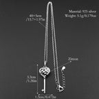 Heart Celtic Silver Pendant Sterling Key Shape