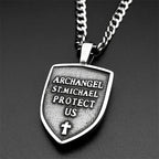 Saint Michael Archangel Knight Necklace Women Men Stainless Steel Silver Color Shield Guardian Angel Christian Amulet Jewelry