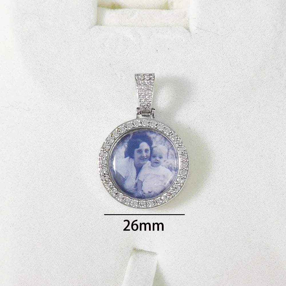 Iced Out Photo Pendant Necklace 26MM