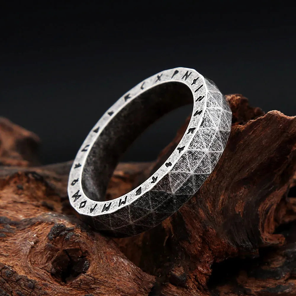 Vintage Nordic Viking Rune Rings For Men 316L Stainless Steel Vikings Amulet Ring Simple Fashion Jewelry Party Gift Dropshipping